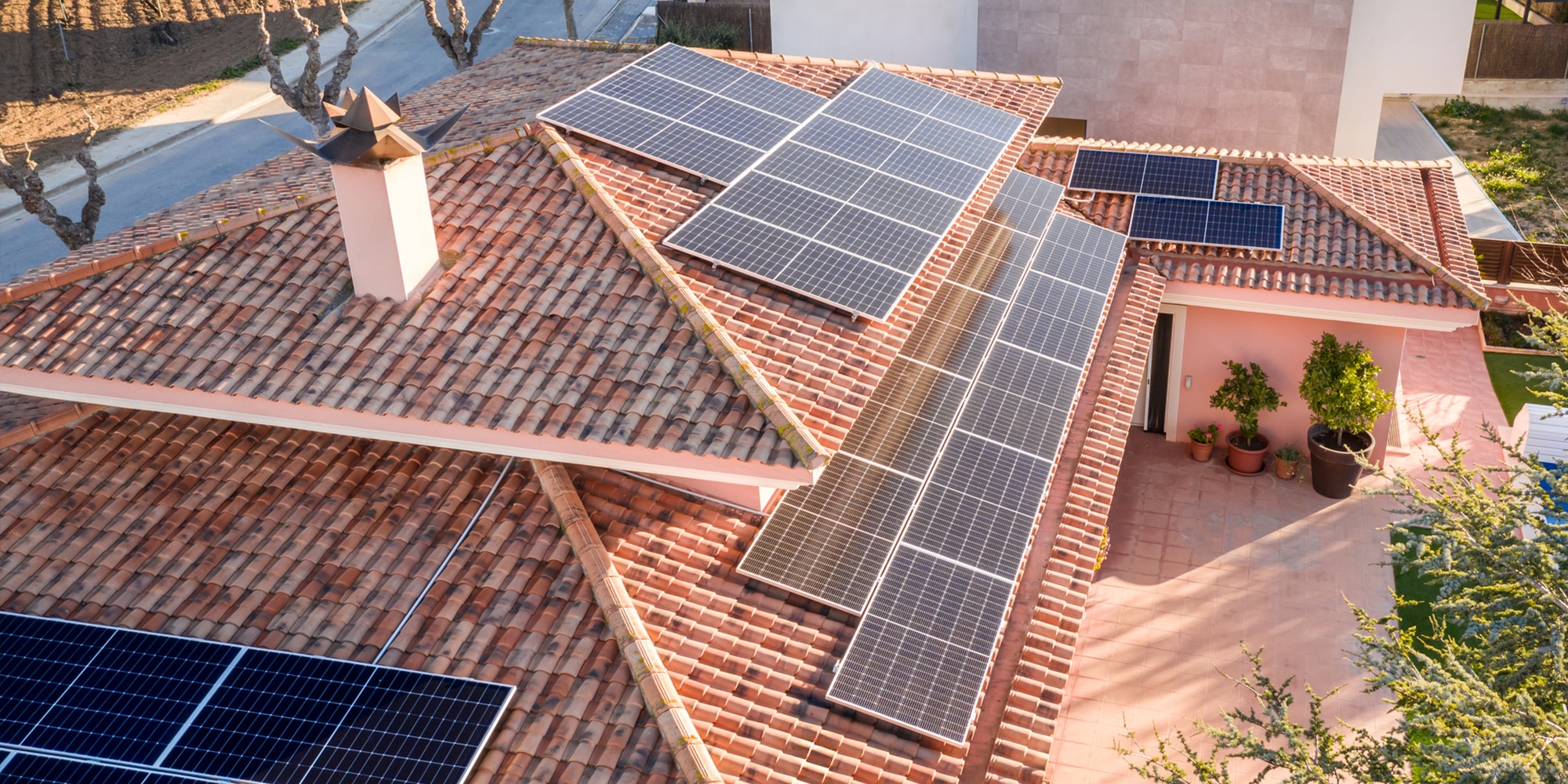 Roof with solar panels